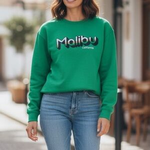 NWT CampDavid Malibu California Women's Green Crew Neck Sweater Size M